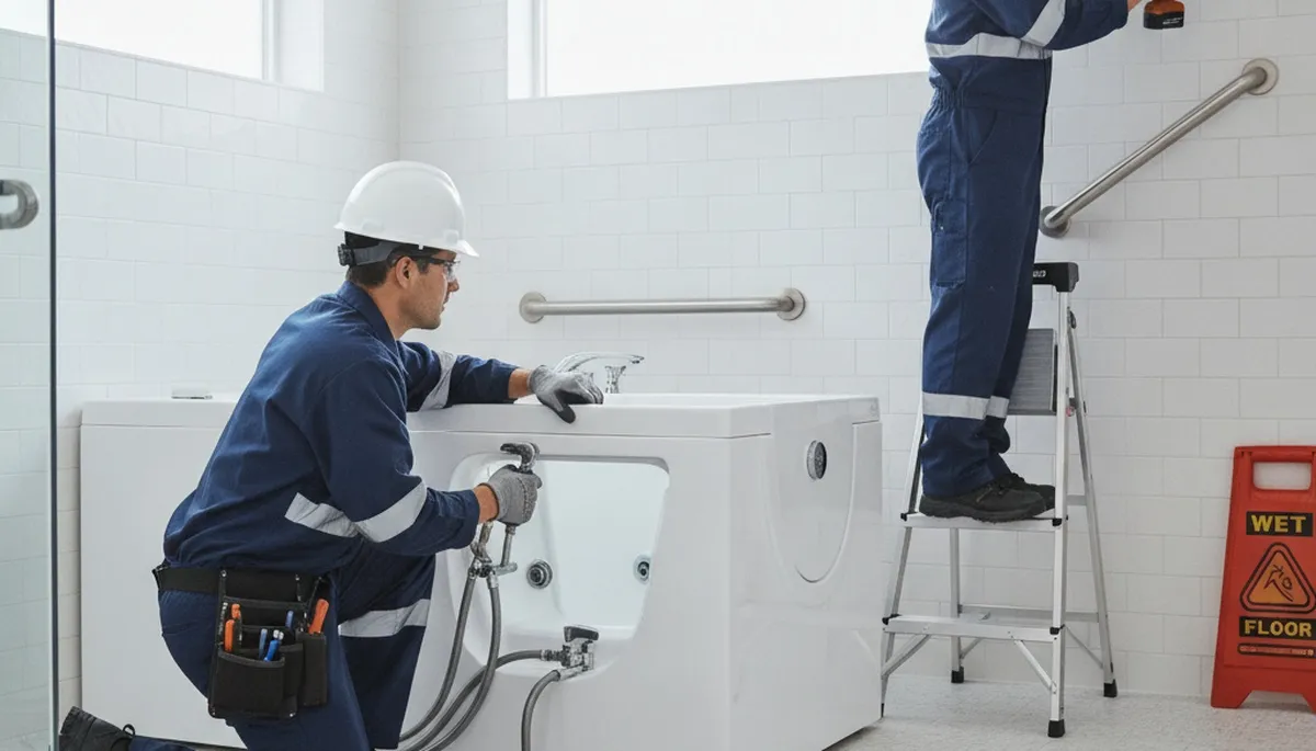 Walk-in tub installation by Redding, CA plumbers for safer home bathing
